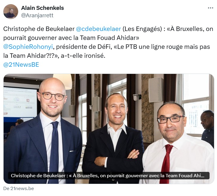 Christophe de beukelaer À bruxelles, on pourrait gouverner avec la team fouad ahidar