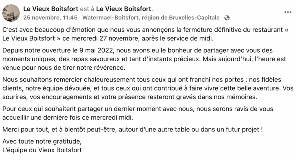 Coup-de-gueule-dans-lHoreca-signe-David-Leisterh-le-Vieux-Boitsfort-ferme-ses-portes-2-1024x554 Coup de gueule dans l’Horeca, signé David Leisterh : le « Vieux Boitsfort » ferme ses portes