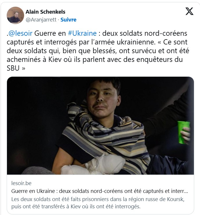 Guerre en ukraine deux soldats nord coréens capturés