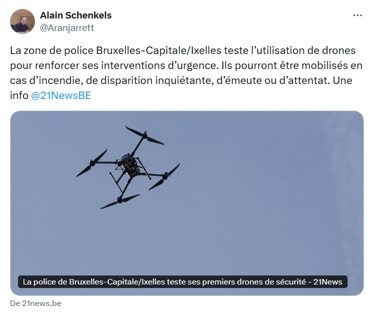 La police de bruxelles capitale ixelles teste ses premiers drones de sécurité