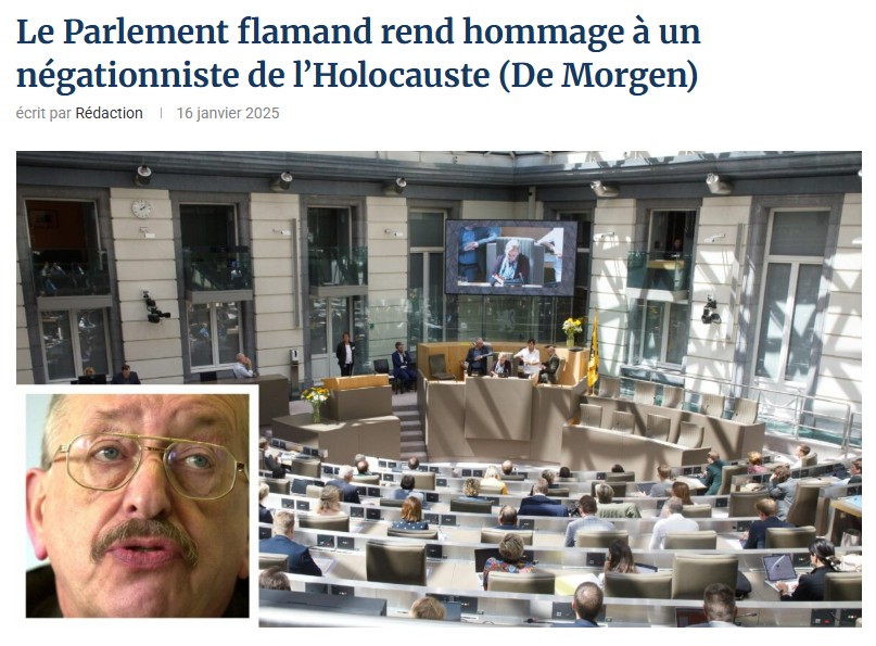 Le parlement flamand rend hommage à un négationniste de l’holocauste