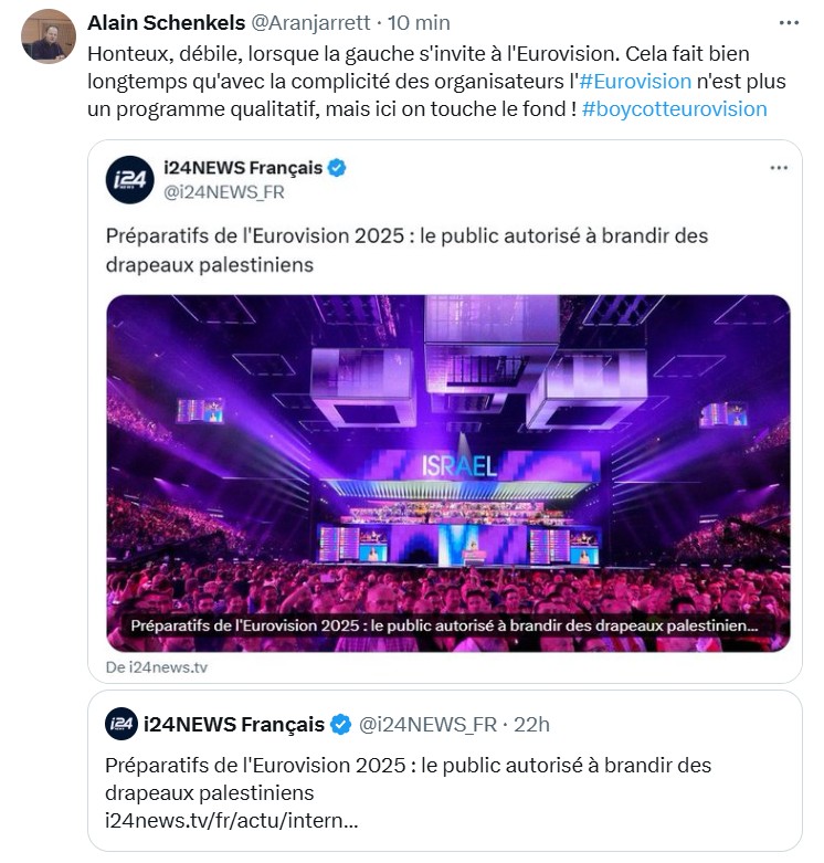 Préparatifs de l'eurovision 2025 le public autorisé à brandir des drapeaux palestiniens