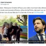 Ridouane chahid diffuse une vidéo montrant des élèves d'une école communale d'evere, vêtus de keffiehs, dansant sur un chant palestinien