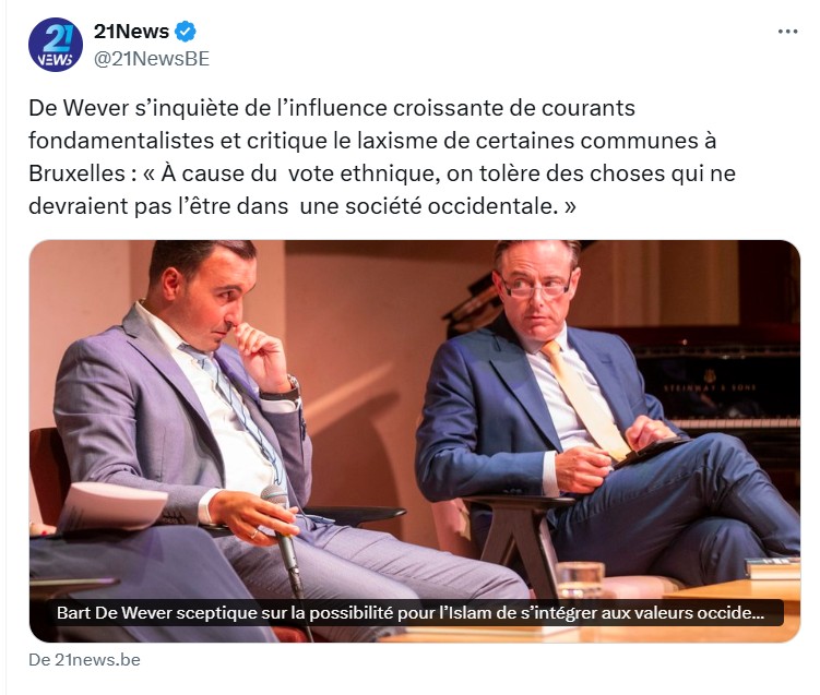 De wever s'inquiète de l'influance fondamentalistes