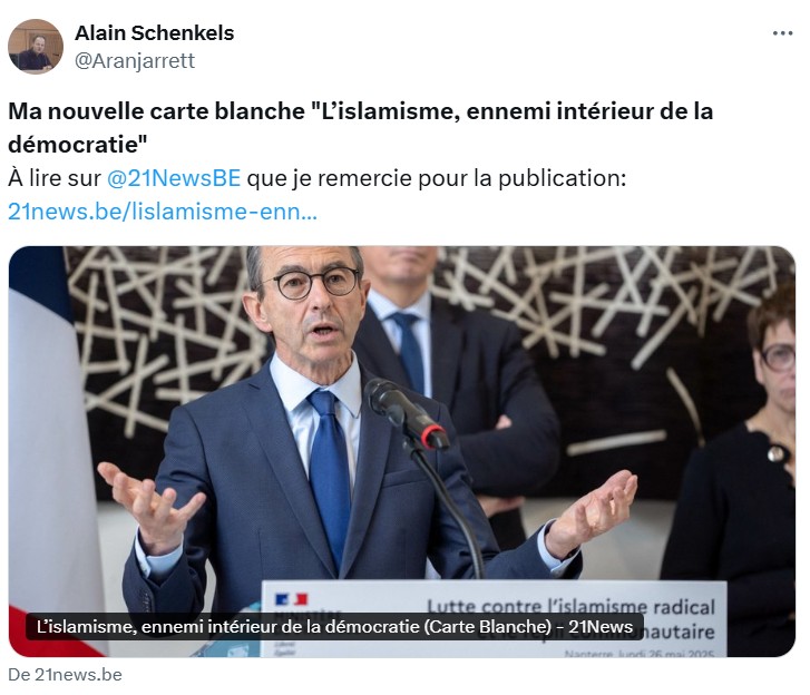 Islamisme, ennemi intérieur de la démocratie alain schenkels