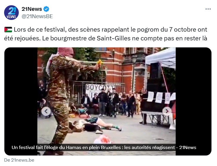 Scène rappelant le pogrom du 7 octobre saint gilles
