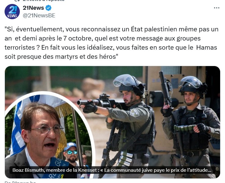 Si vous reconnaissez etat palestinien message terroriste