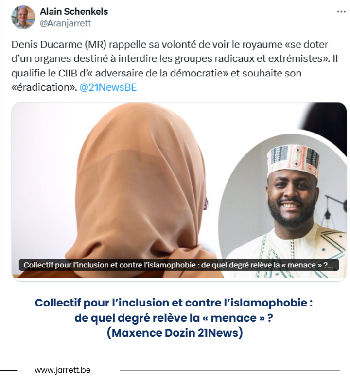 Collectif pour l'inclusion contre islamophonbie de quel degré relève la menace