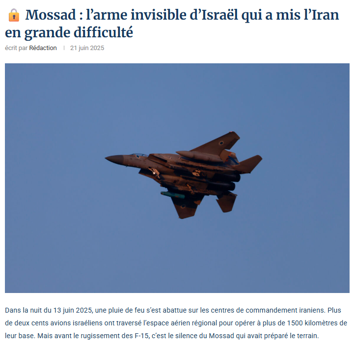 Mossad l'armée invisible d'israel qui a mis l'iran en grande difficulté