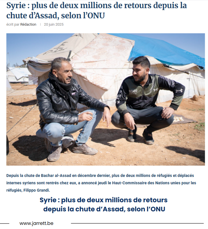 Syrie plus de 2 millions de retours depius la chute d'assad