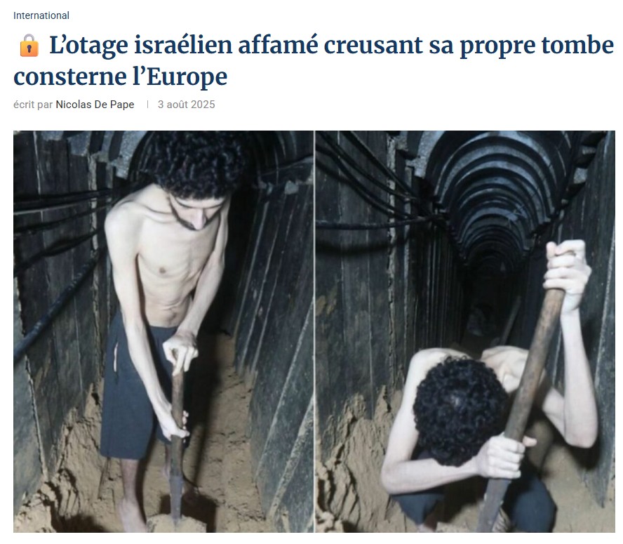 Otage israélien affamé creusant sa propre tombe consterne l'europe
